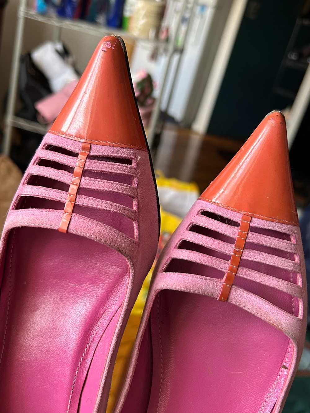 Vintage Coach Suede Kitten Heels Pink Pointed Toe Y2K Mob Wife Classic - Picture 10 of 13